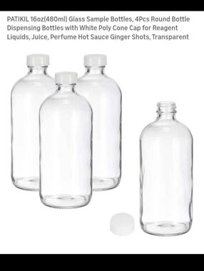 16oz Glass Sample Bottles – 4 Pack |  NEW